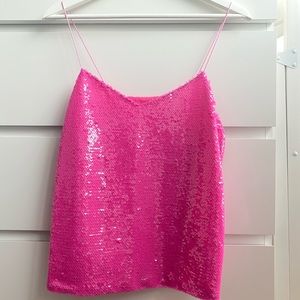 Pink sequin cami top